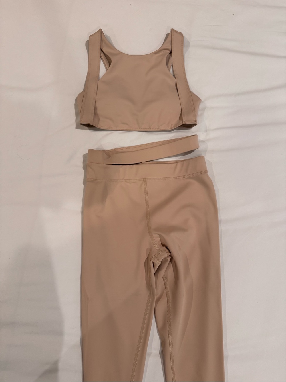ALO Yoga Nude/Taupe High-Waist Leggings and Matching Crop Top Set